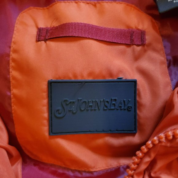 St Johns Bay Orange Puffer Vest Jacket Size MEDIUM Back to the Future Zipper / S - Picture 4 of 8